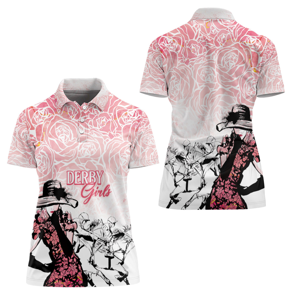 Kentucky Horse Racing Women Polo Shirt Derby Girls Pink Out - Wonder Print Shop