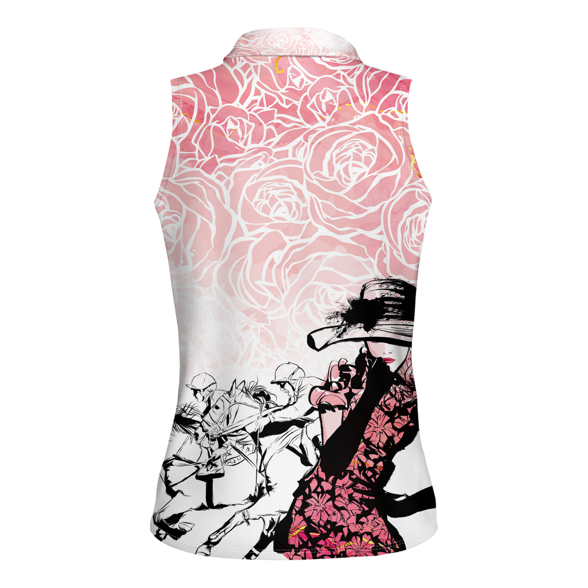 Kentucky Horse Racing Women Sleeveless Polo Shirt Derby Girls Pink Out - Wonder Print Shop