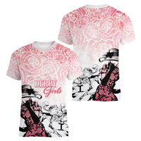 Kentucky Horse Racing Women V-Neck T-Shirt Derby Girls Pink Out - Wonder Print Shop