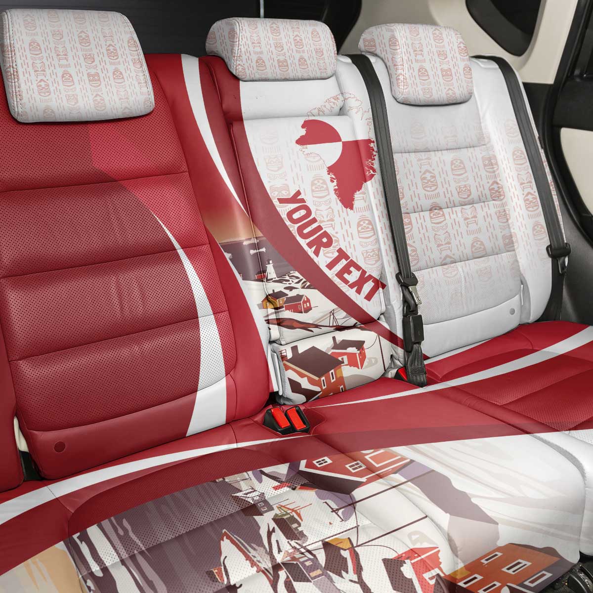 Personalized Greenland Back Car Seat Cover Tupilaks Inspired