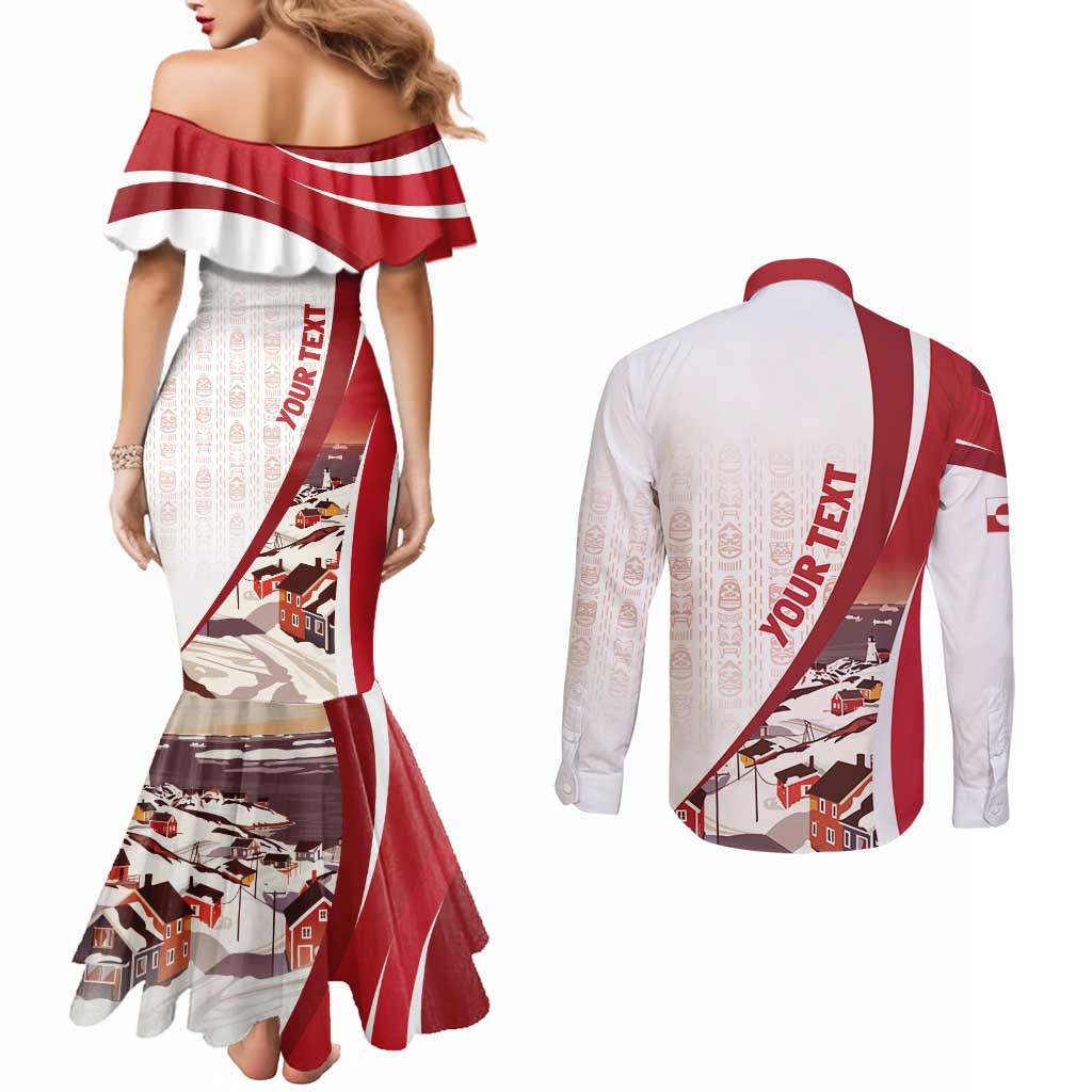 Personalized Greenland Couples Matching Mermaid Dress and Long Sleeve Button Shirt Tupilaks Inspired