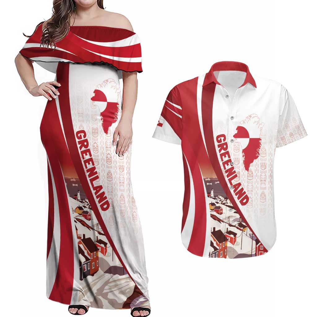 Personalized Greenland Couples Matching Off Shoulder Maxi Dress and Hawaiian Shirt Tupilaks Inspired