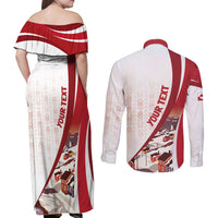 Personalized Greenland Couples Matching Off Shoulder Maxi Dress and Long Sleeve Button Shirt Tupilaks Inspired