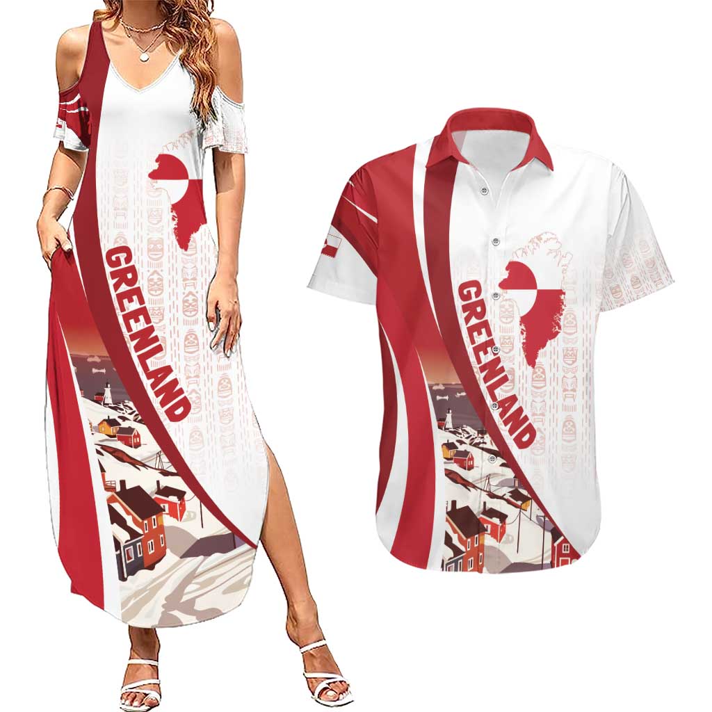 Personalized Greenland Couples Matching Summer Maxi Dress and Hawaiian Shirt Tupilaks Inspired