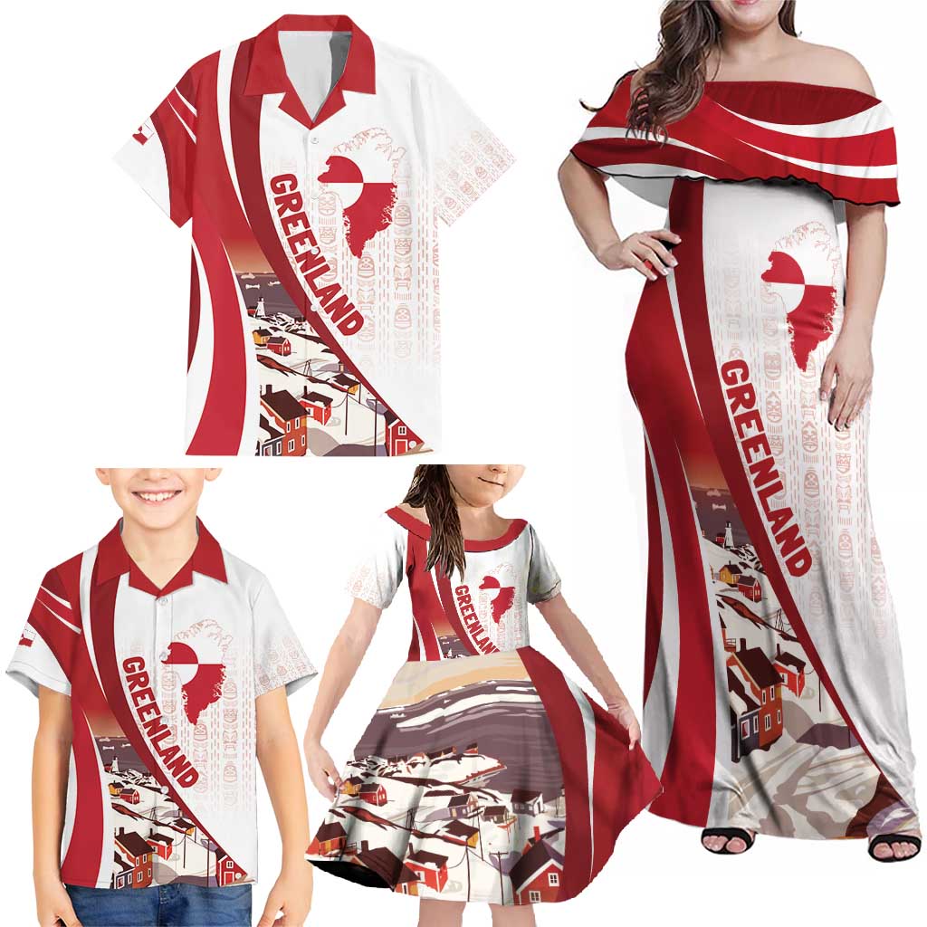 Personalized Greenland Family Matching Off Shoulder Maxi Dress and Hawaiian Shirt Tupilaks Inspired