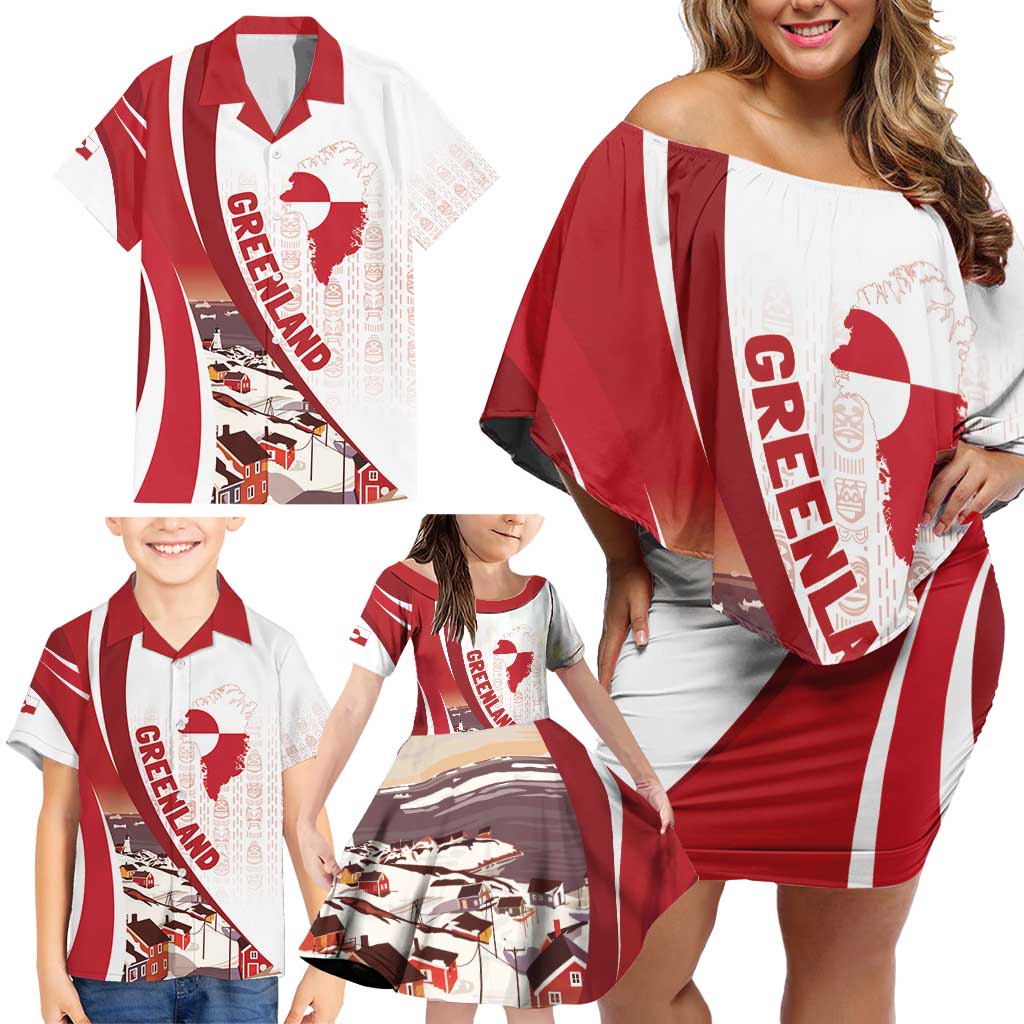 Personalized Greenland Family Matching Off Shoulder Short Dress and Hawaiian Shirt Tupilaks Inspired