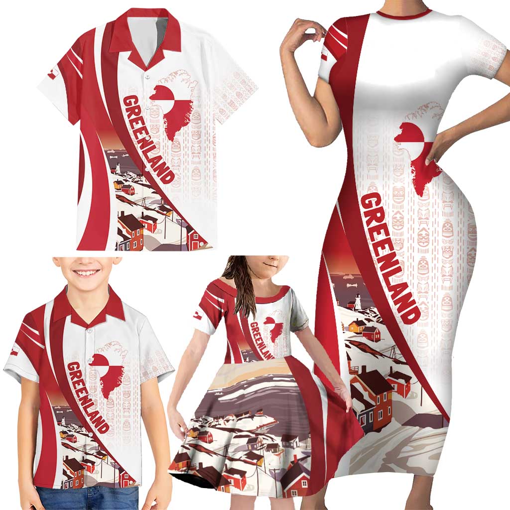 Personalized Greenland Family Matching Short Sleeve Bodycon Dress and Hawaiian Shirt Tupilaks Inspired