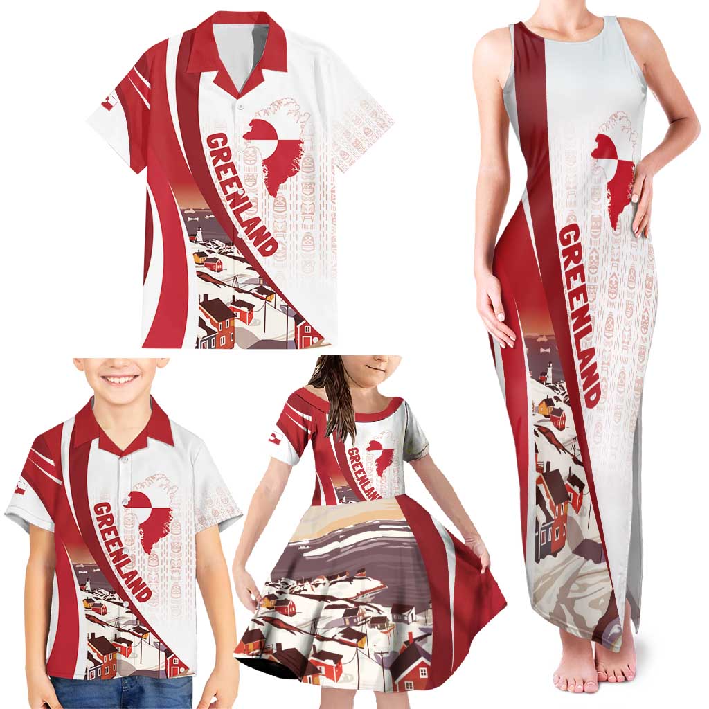 Personalized Greenland Family Matching Tank Maxi Dress and Hawaiian Shirt Tupilaks Inspired