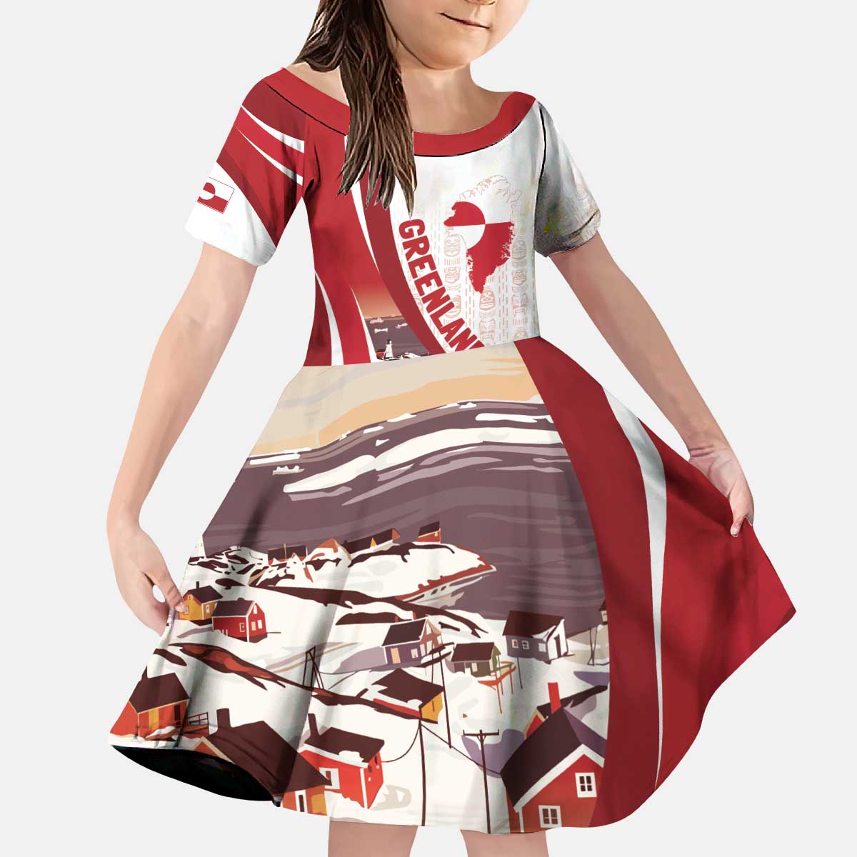 Personalized Greenland Kid Short Sleeve Dress Tupilaks Inspired