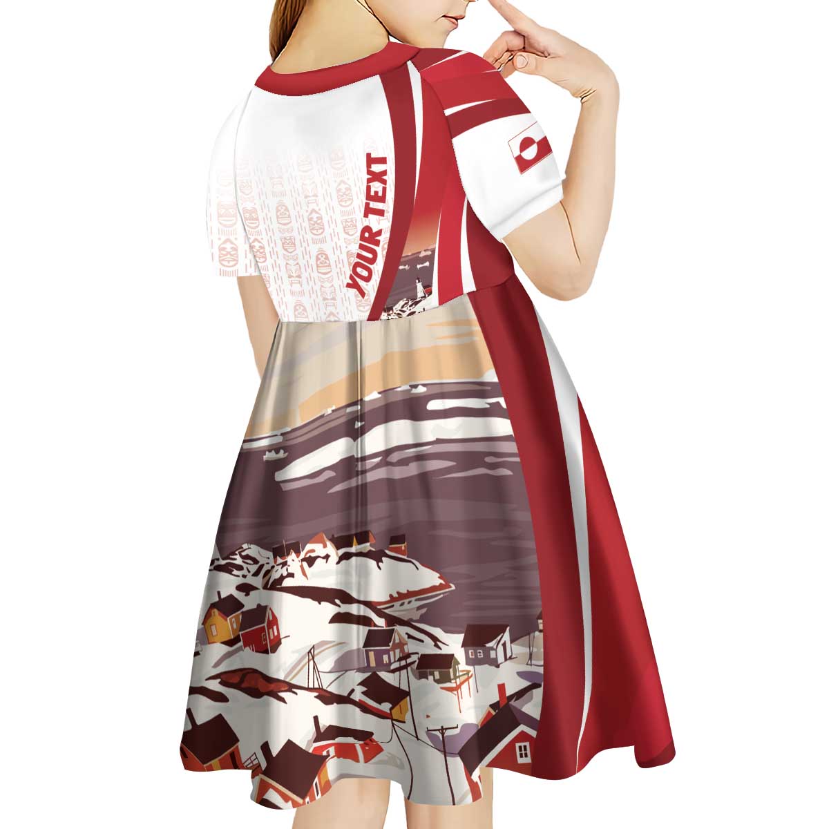 Personalized Greenland Kid Short Sleeve Dress Tupilaks Inspired