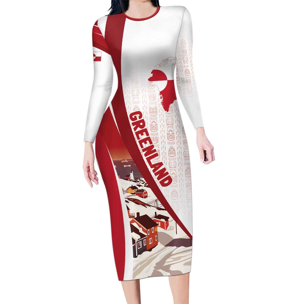 Personalized Greenland Long Sleeve Bodycon Dress Tupilaks Inspired
