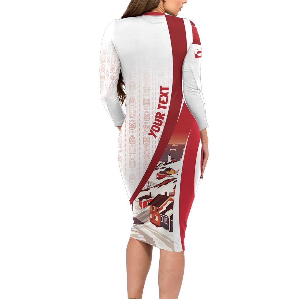 Personalized Greenland Long Sleeve Bodycon Dress Tupilaks Inspired