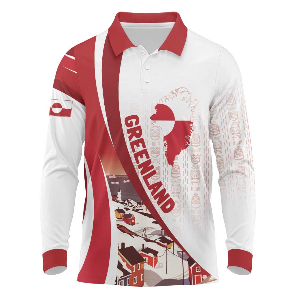 Personalized Greenland Long Sleeve Polo Shirt Tupilaks Inspired
