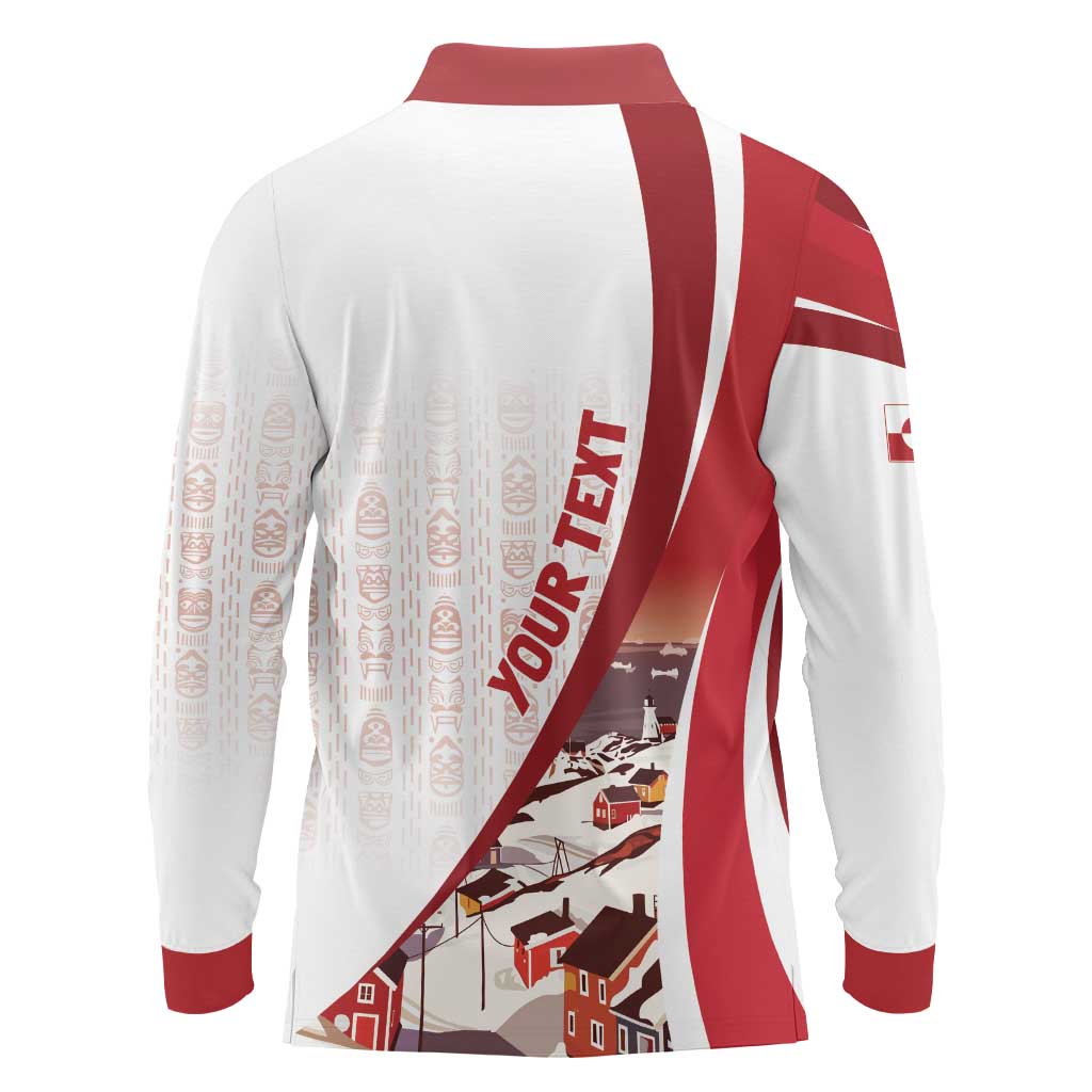 Personalized Greenland Long Sleeve Polo Shirt Tupilaks Inspired