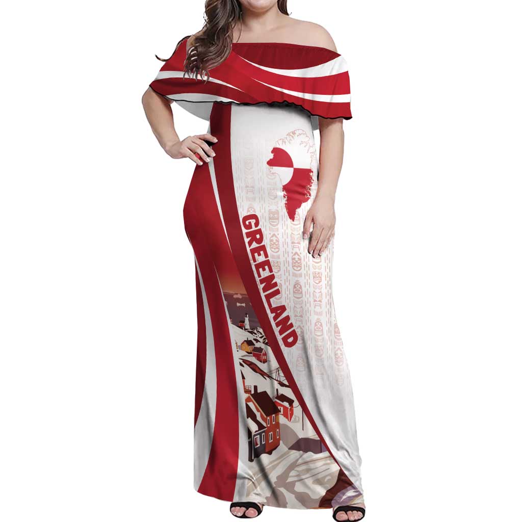 Personalized Greenland Off Shoulder Maxi Dress Tupilaks Inspired