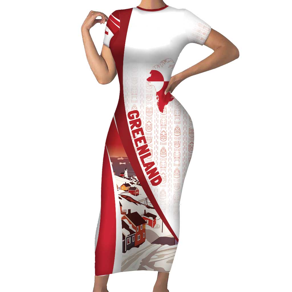 Personalized Greenland Short Sleeve Bodycon Dress Tupilaks Inspired