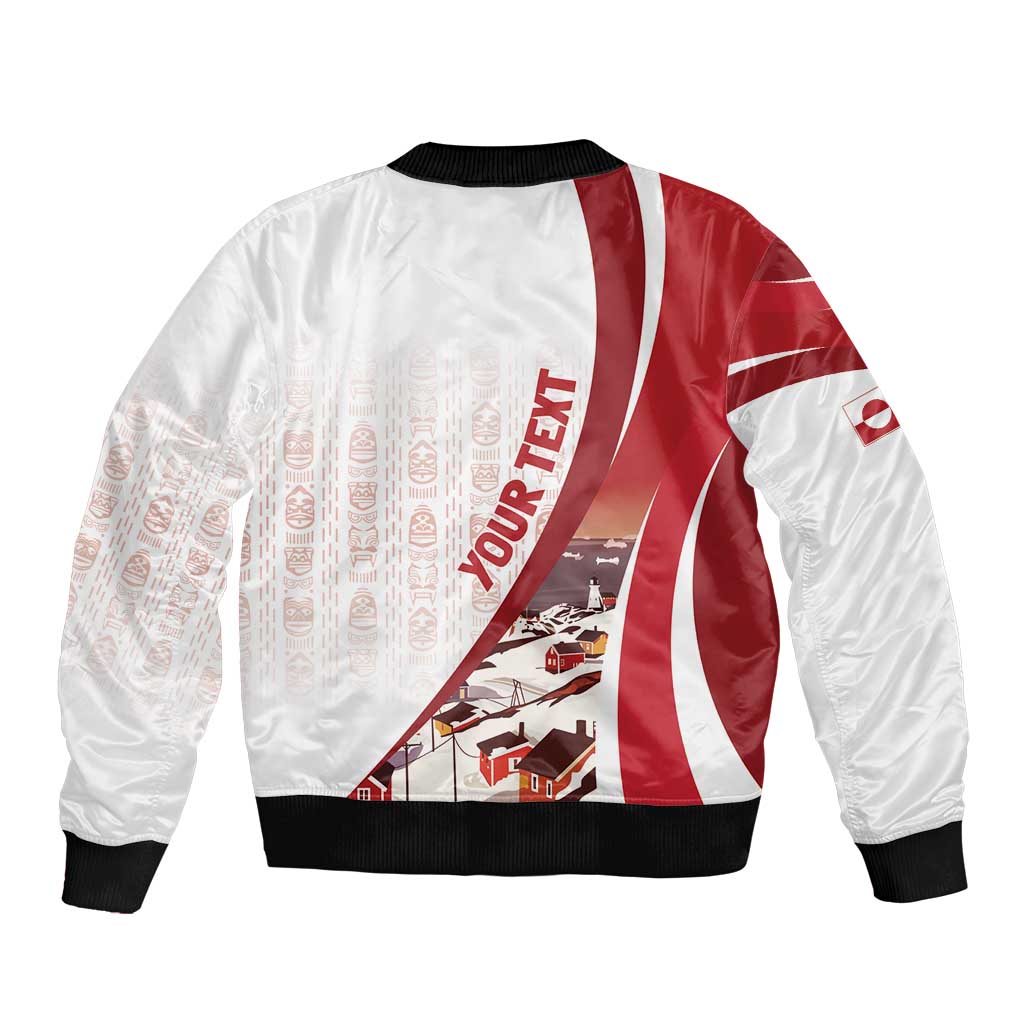 Personalized Greenland Sleeve Zip Bomber Jacket Tupilaks Inspired