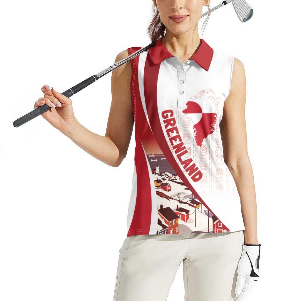 Personalized Greenland Women Sleeveless Polo Shirt Tupilaks Inspired