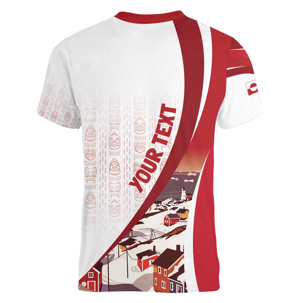 Personalized Greenland Women V-Neck T-Shirt Tupilaks Inspired