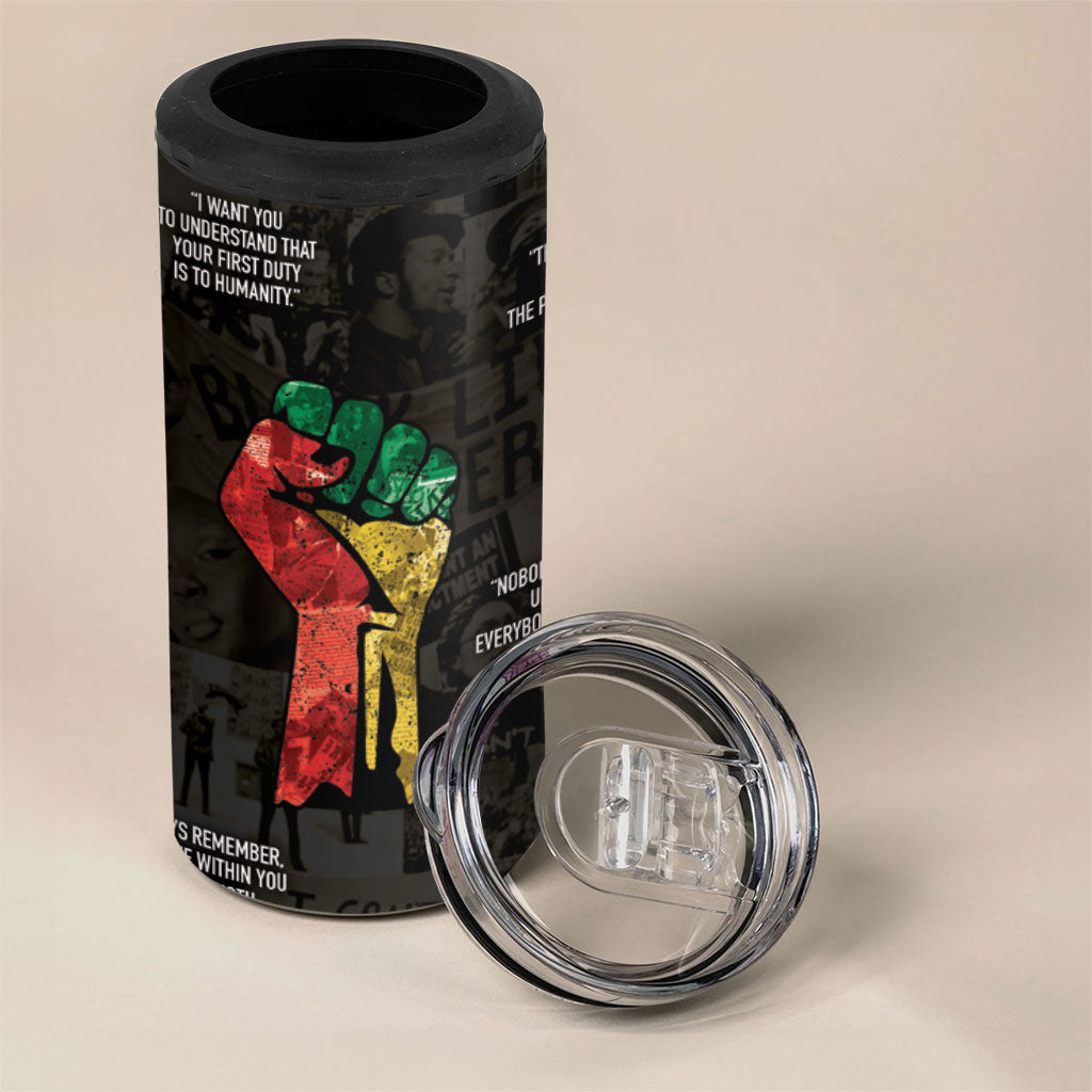 Juneteenth Black History 4 in 1 Can Cooler Tumbler Inspirational Quotes Collage