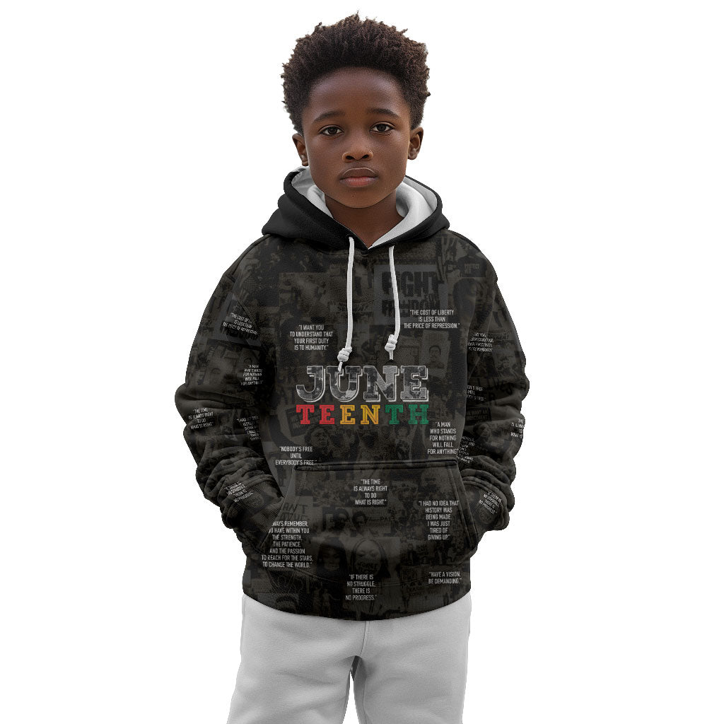 Juneteenth Black History Kid Hoodie Inspirational Quotes Collage