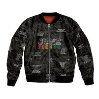 Juneteenth Black History Sleeve Zip Bomber Jacket Inspirational Quotes Collage