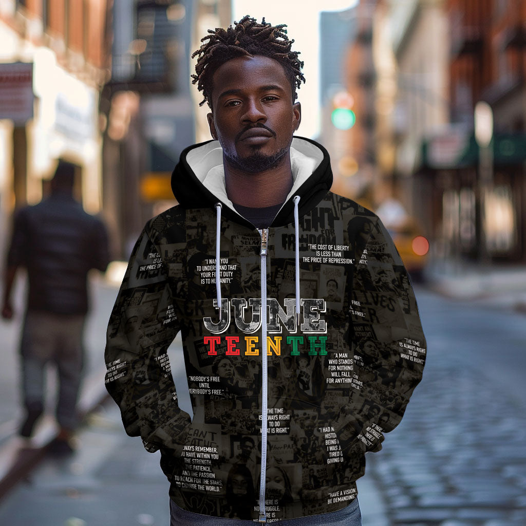 Juneteenth Black History Zip Hoodie Inspirational Quotes Collage