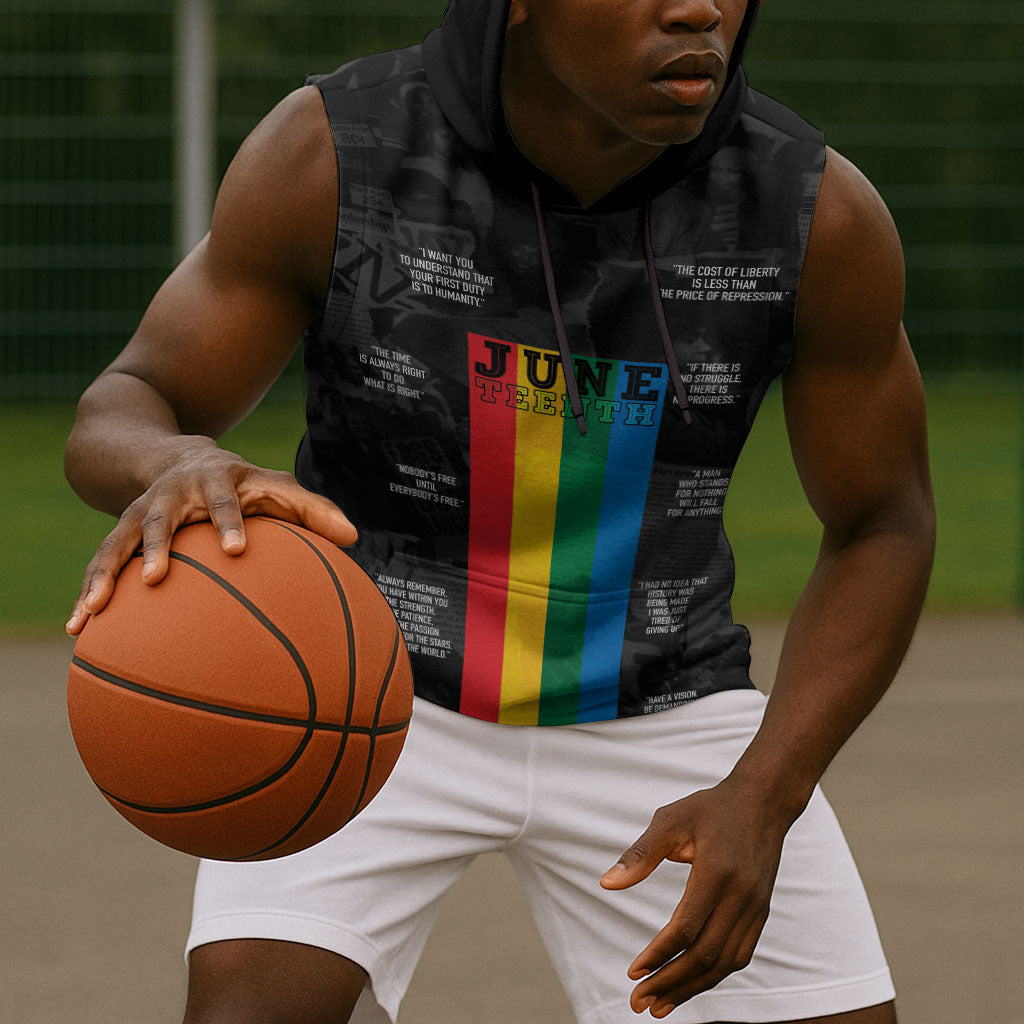 Juneteenth 2026 Black History Sleeveless Hoodie Freedom Quotes Collage