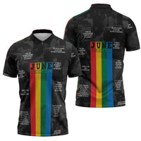 Juneteenth 2026 Black History Zipper Polo Shirt Freedom Quotes Collage