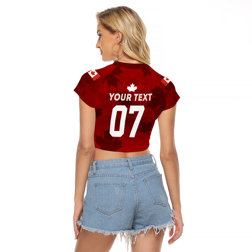 Personalised Canada Soccer Raglan Cropped T Shirt Women's WC 2023 Maple Style - Wonder Print Shop