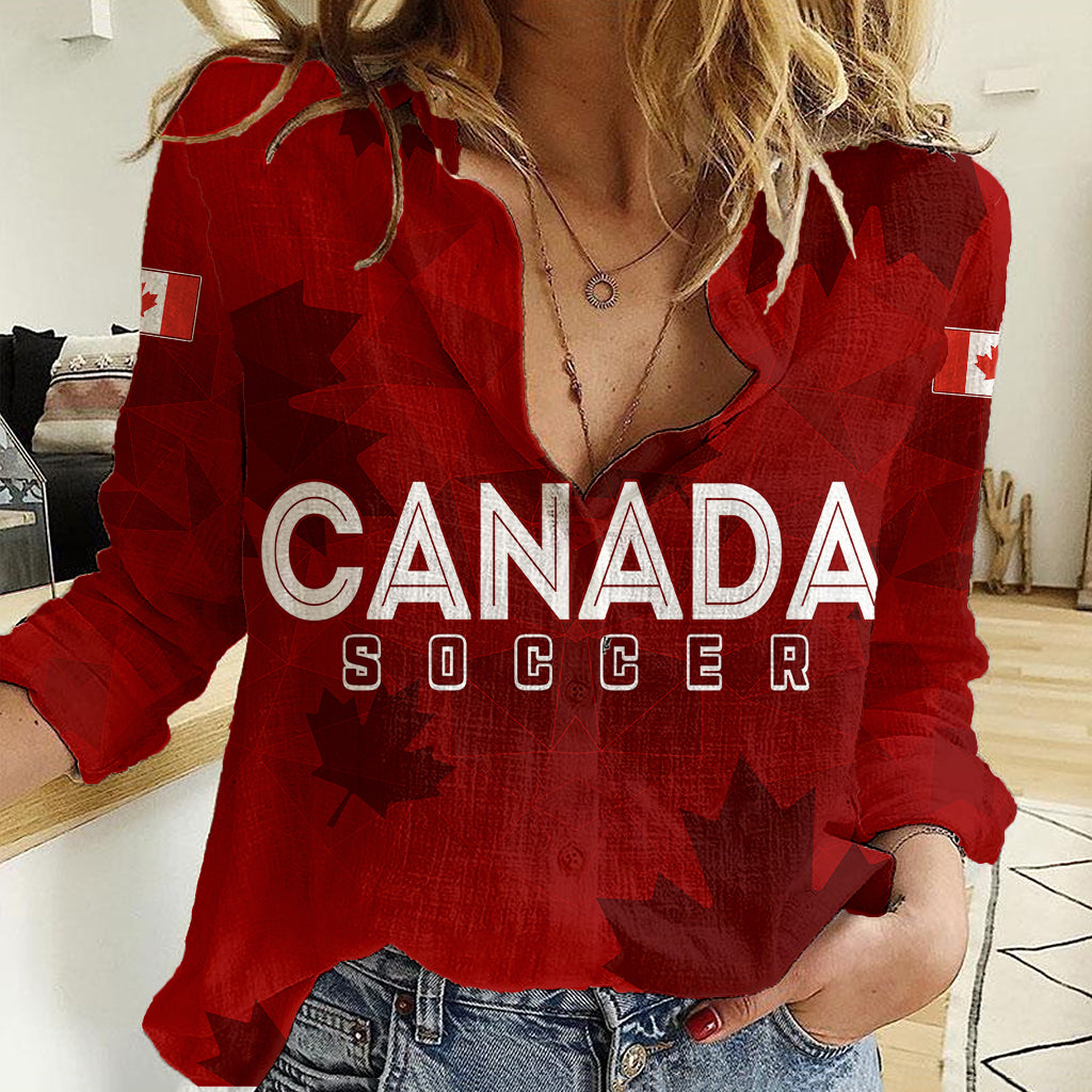Personalised Canada Soccer Women Casual Shirt Women's WC 2023 Maple Style - Wonder Print Shop
