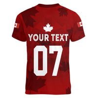 Personalised Canada Soccer Women V Neck T Shirt Women's WC 2023 Maple Style - Wonder Print Shop