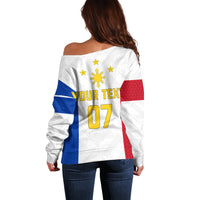 Personalised Philippines Football Off Shoulder Sweater Women's WC 2023 Filipinas Basic Ver - Wonder Print Shop