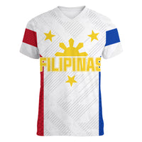 Personalised Philippines Football Women V Neck T Shirt Women's WC 2023 Filipinas Basic Ver - Wonder Print Shop