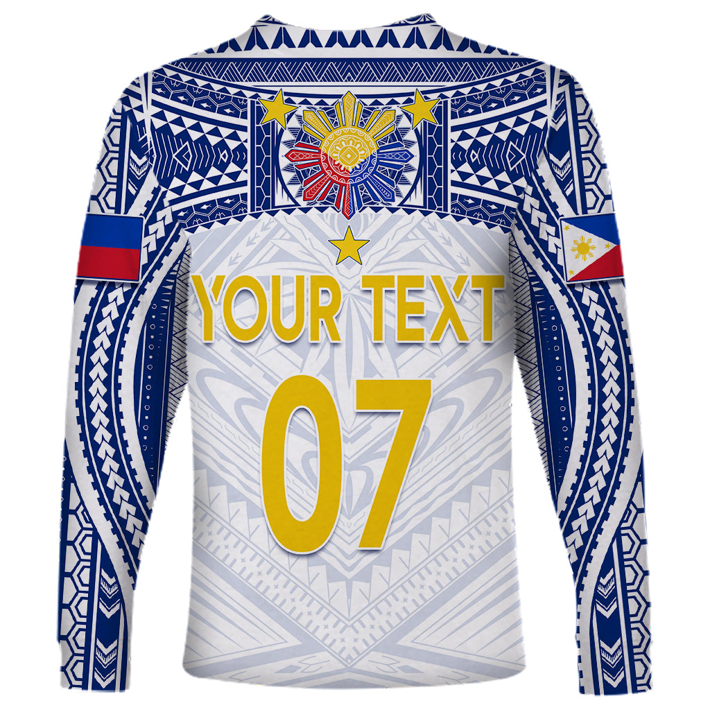 Personalised Philippines Football Long Sleeve Shirt Women's WC 2023 Filipinas Tribal Ver - Wonder Print Shop