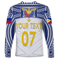 Personalised Philippines Football Long Sleeve Shirt Women's WC 2023 Filipinas Tribal Ver - Wonder Print Shop