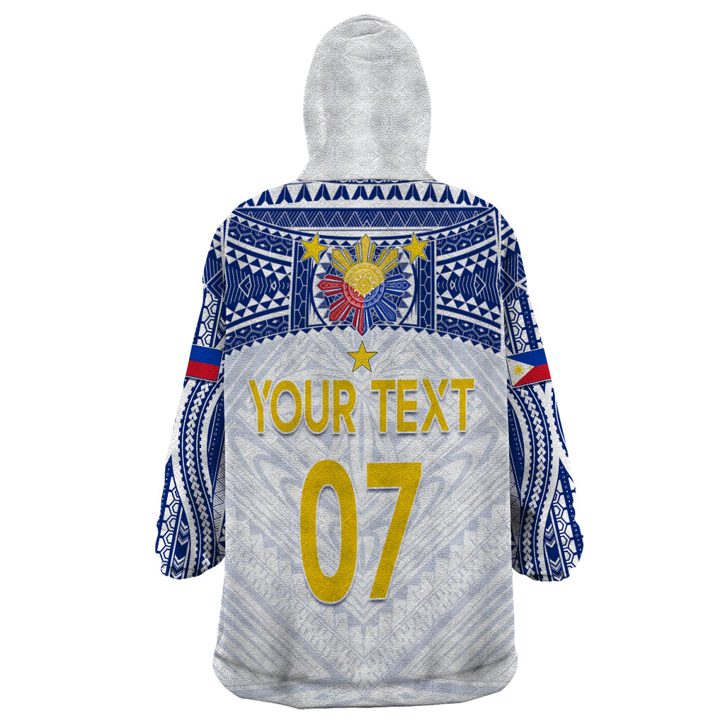 Personalised Philippines Football Wearable Blanket Hoodie Women's WC 2023 Filipinas Tribal Ver - Wonder Print Shop