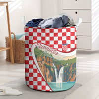 Plitvice Waterfall Hrvatska Scenery Laundry Basket