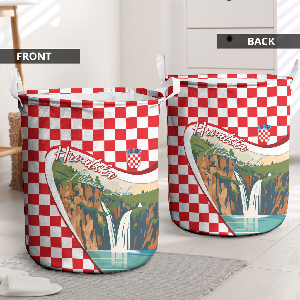 Plitvice Waterfall Hrvatska Scenery Laundry Basket