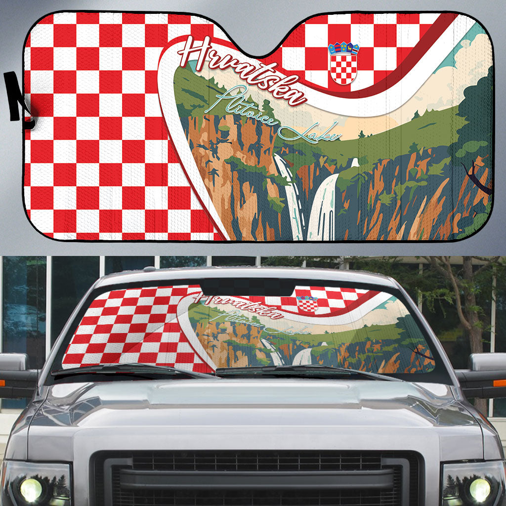 Plitvice Waterfall Hrvatska Scenery Auto Sun Shade