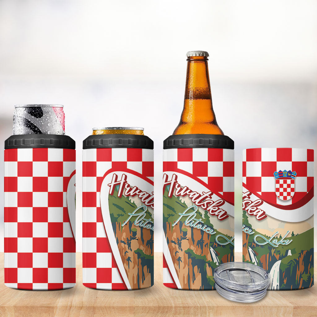 Plitvice Waterfall Hrvatska Scenery 4 in 1 Can Cooler Tumbler