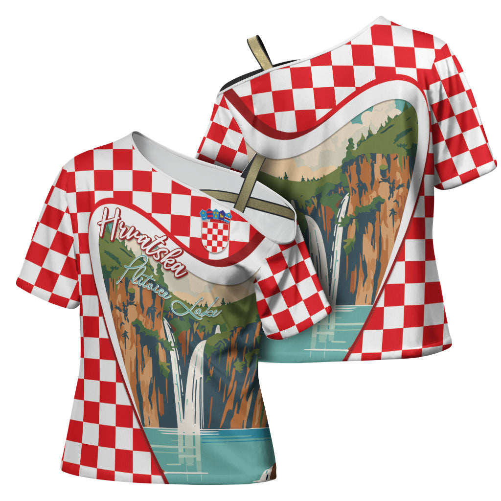 Plitvice Waterfall Hrvatska Scenery Cross Shoulder Shirt