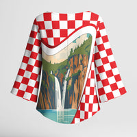 Plitvice Waterfall Hrvatska Scenery Kimono Sleeve Blouse