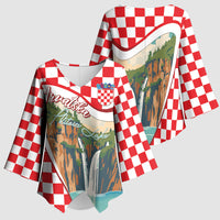Plitvice Waterfall Hrvatska Scenery Kimono Sleeve Blouse