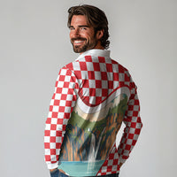 Plitvice Waterfall Hrvatska Scenery Long Sleeve Polo Shirt