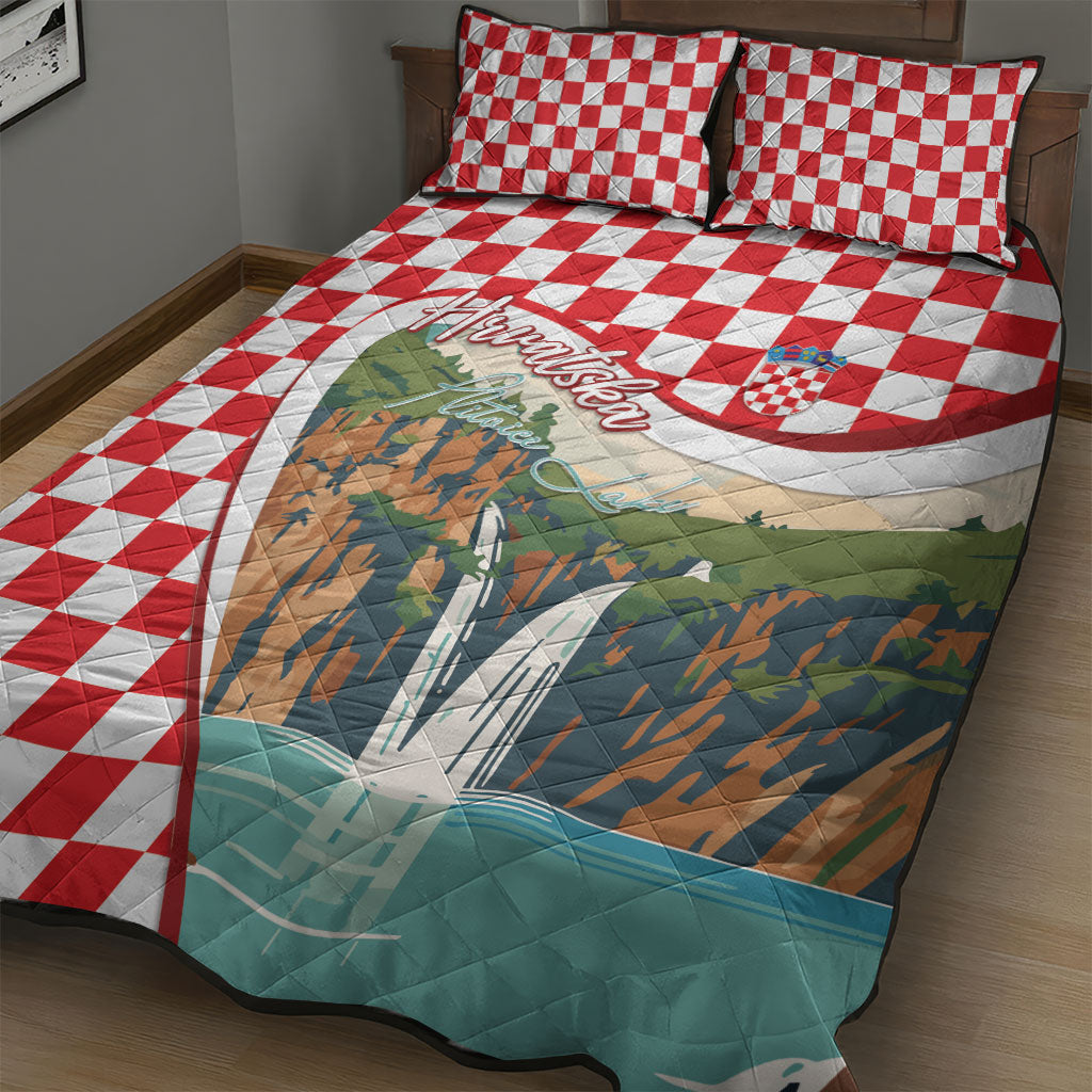 Plitvice Waterfall Hrvatska Scenery Quilt Bed Set