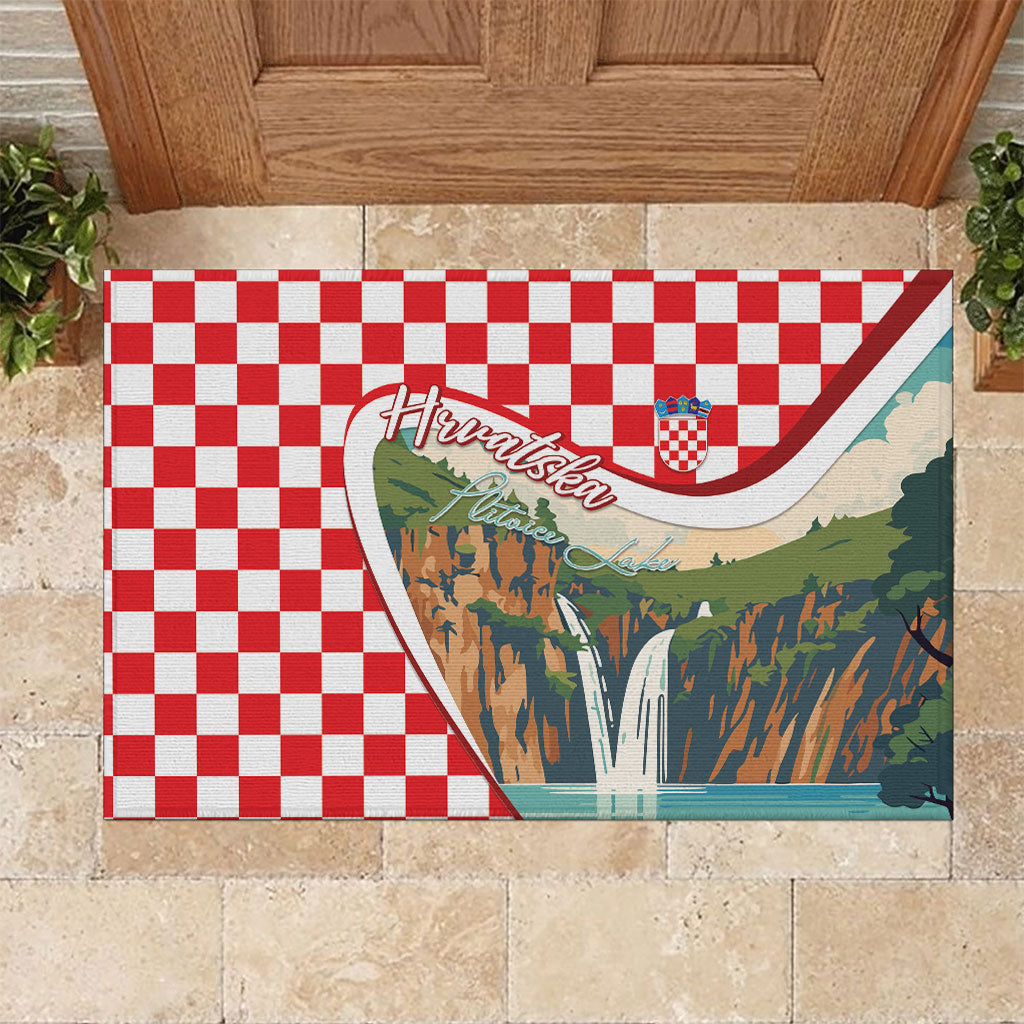 Plitvice Waterfall Hrvatska Scenery Rubber Doormat