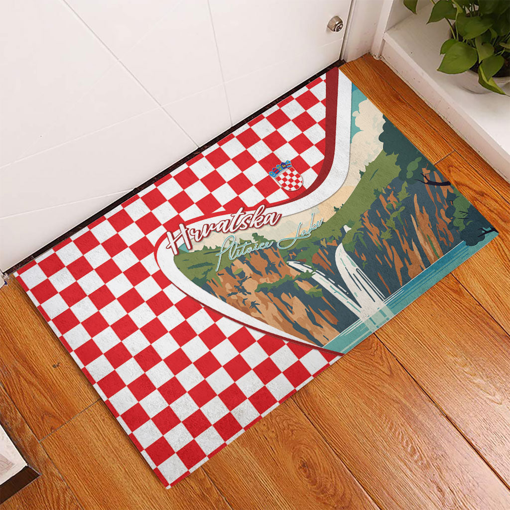 Plitvice Waterfall Hrvatska Scenery Rubber Doormat