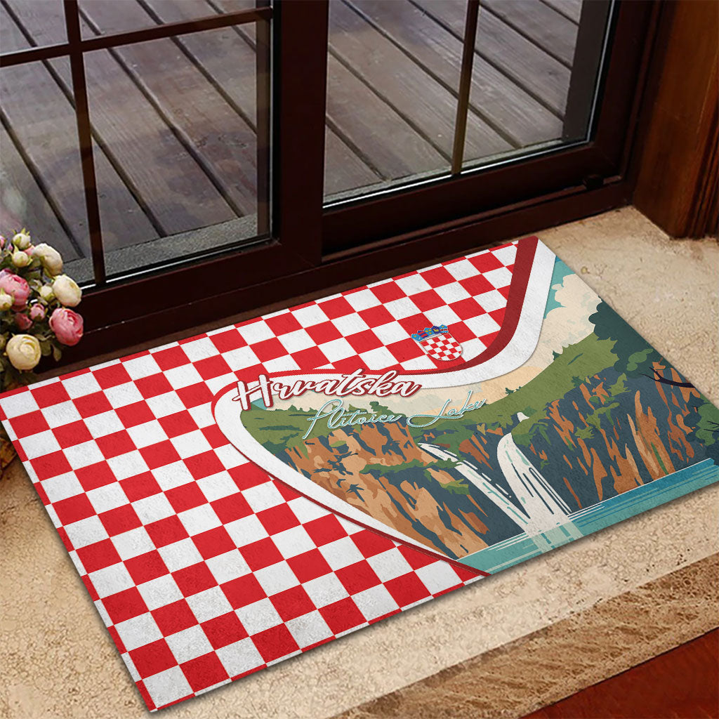 Plitvice Waterfall Hrvatska Scenery Rubber Doormat