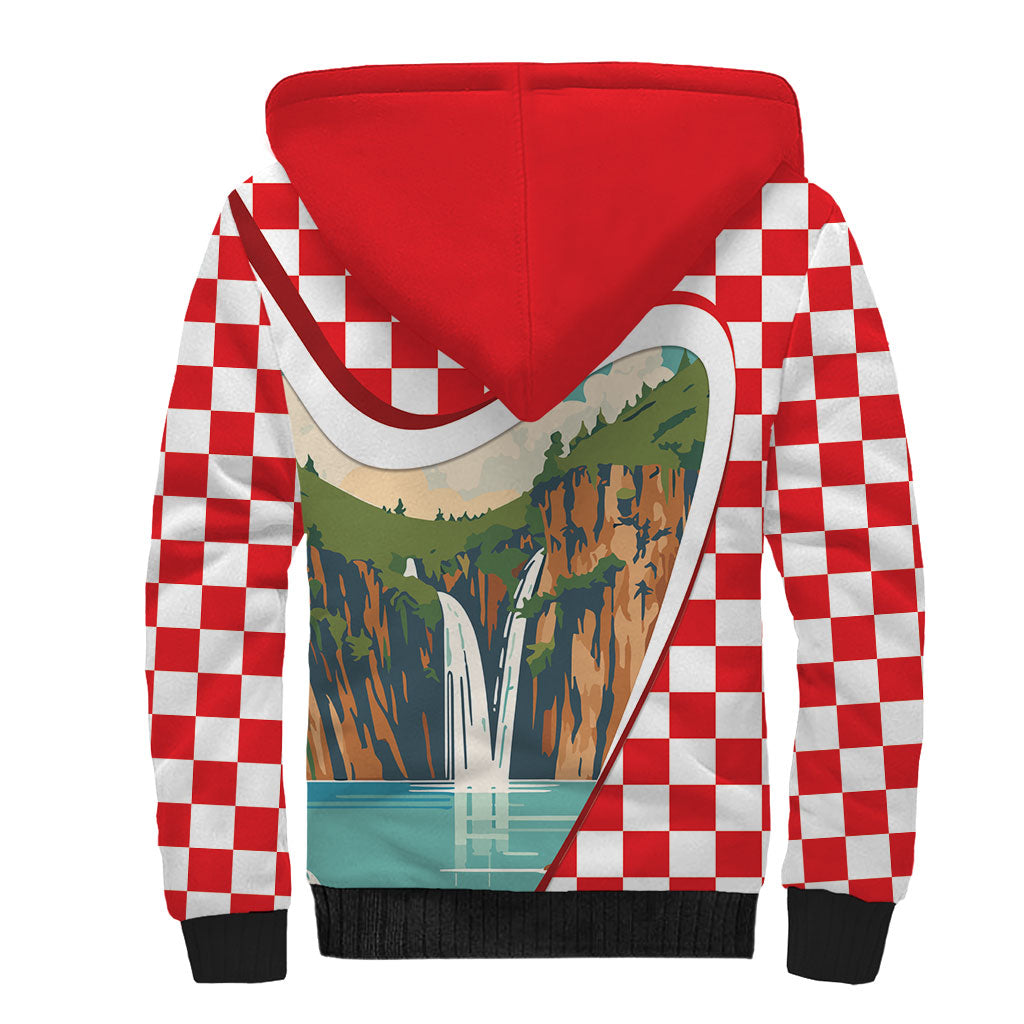 Plitvice Waterfall Hrvatska Scenery Sherpa Hoodie